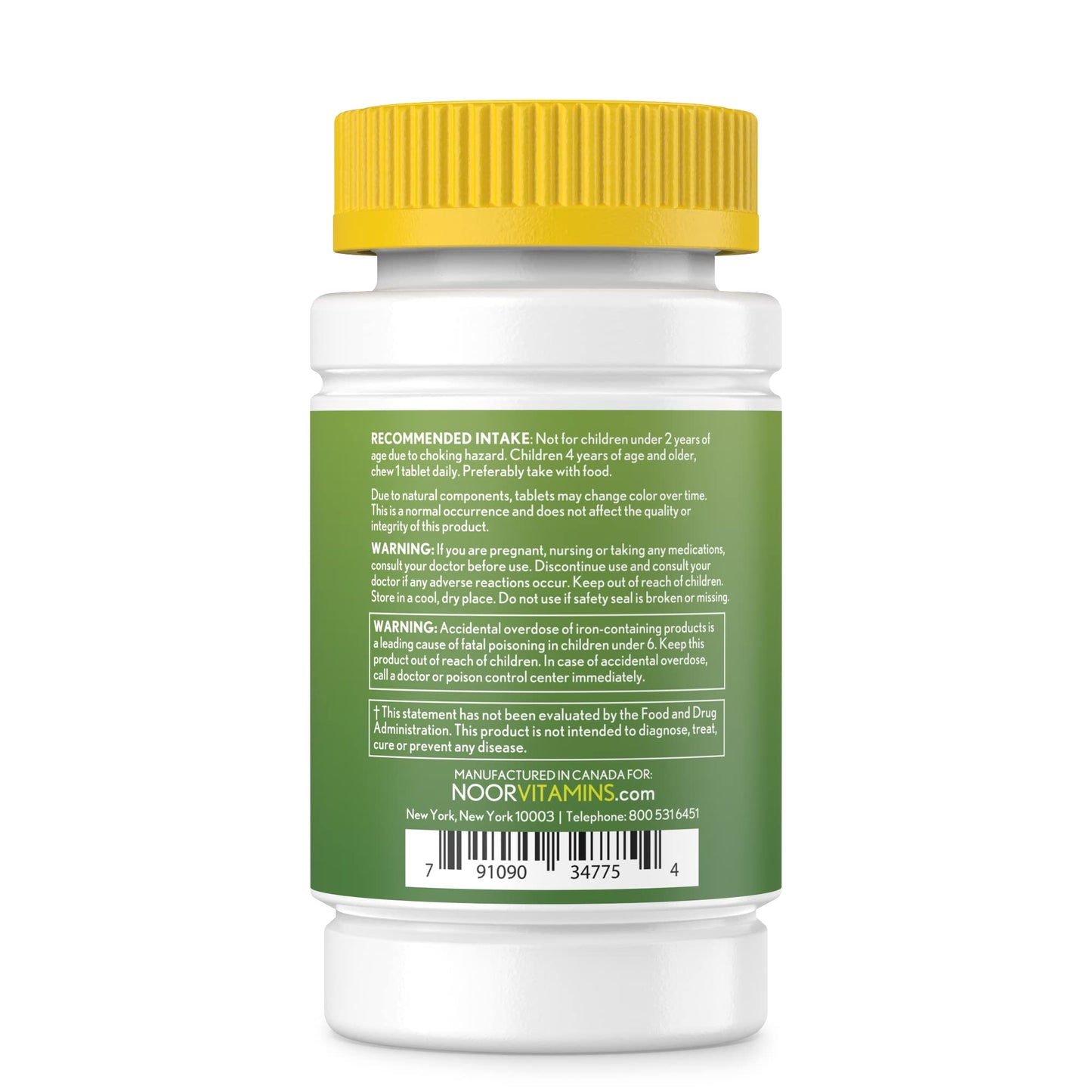 Noor Vitamins Halal Kids Multivitamin Chewable - Immune, Bone & Eye Health | Iron, Non-GMO, Gluten Free - 60 Count