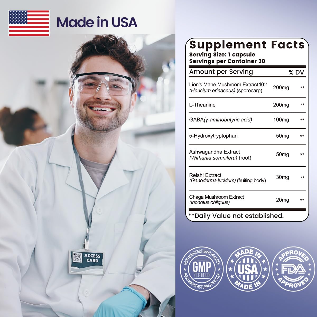 NOORUZ Lions Mane Mushroom Supplement – Energy, Focus & Immunity (30 Caps)