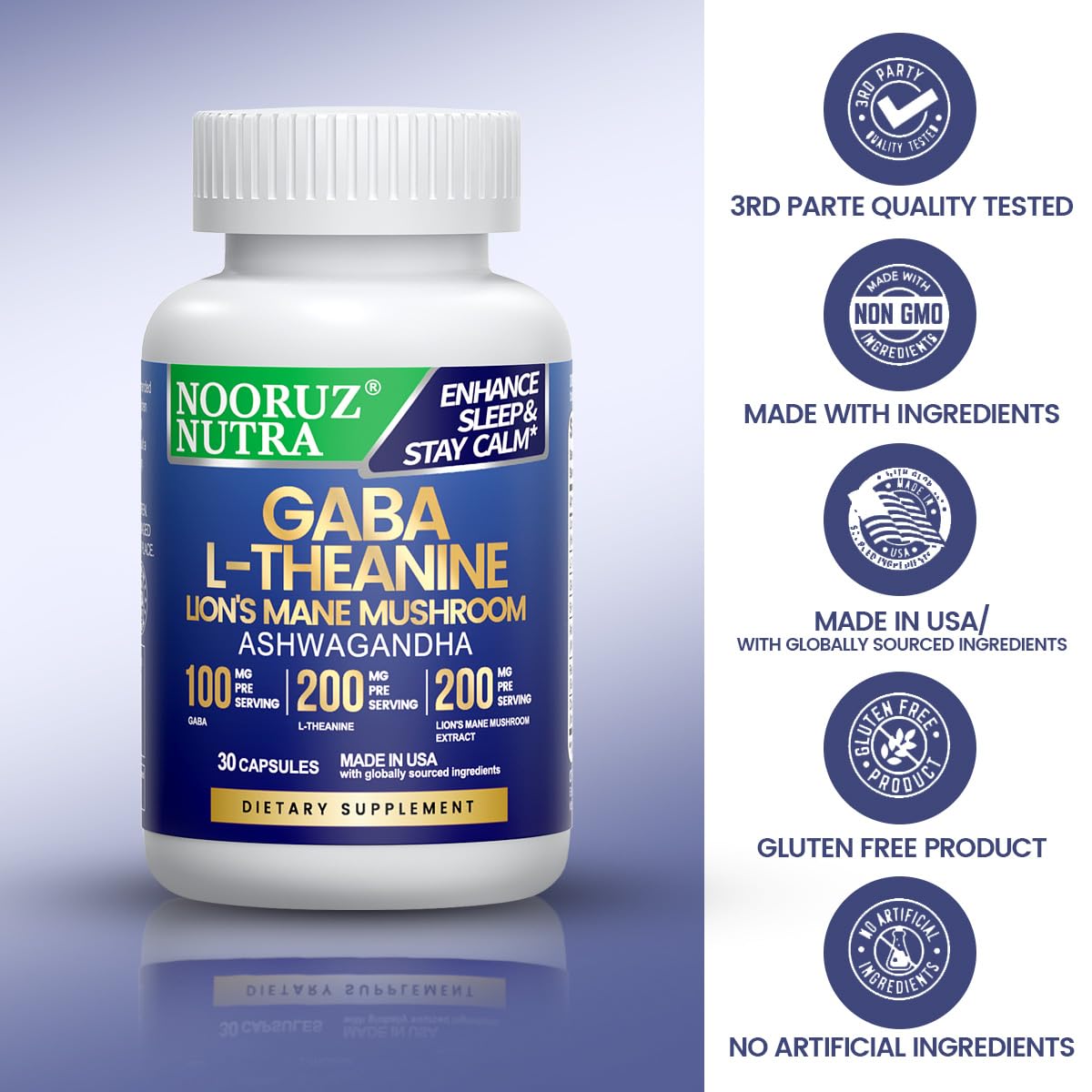 NOORUZ Lions Mane Mushroom Supplement – Energy, Focus & Immunity (30 Caps)