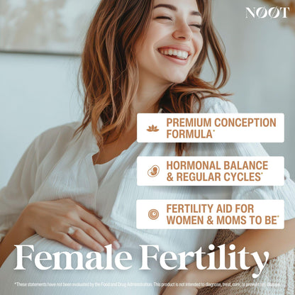 NØØT Female Fertility Supplement – Myo-Inositol & D-Chiro Inositol, CoQ10, Vitex & Shatavari | Vegan 60 Capsules