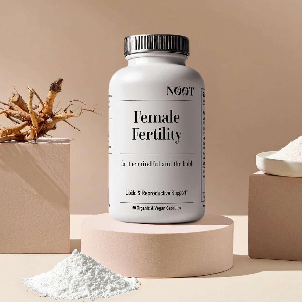 NØØT Female Fertility Supplement – Myo-Inositol & D-Chiro Inositol, CoQ10, Vitex & Shatavari | Vegan 60 Capsules
