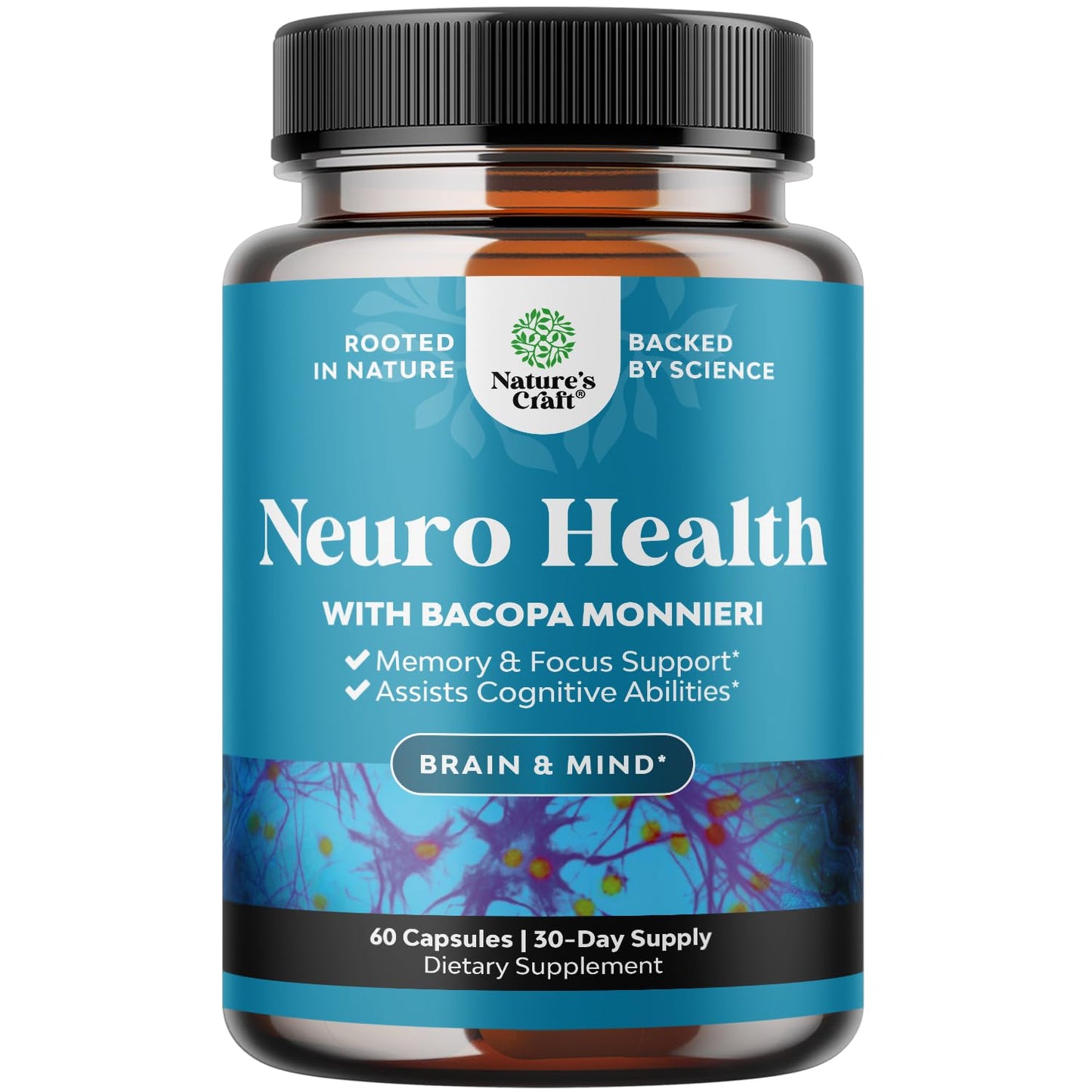 Nootropic Brain Supplement for Memory & Focus – Bacopa Monnieri & B Vitamins (60 Ct)