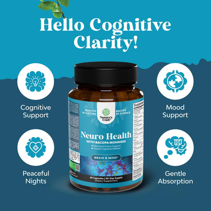 Nootropic Brain Supplement for Memory & Focus – Bacopa Monnieri & B Vitamins (60 Ct)