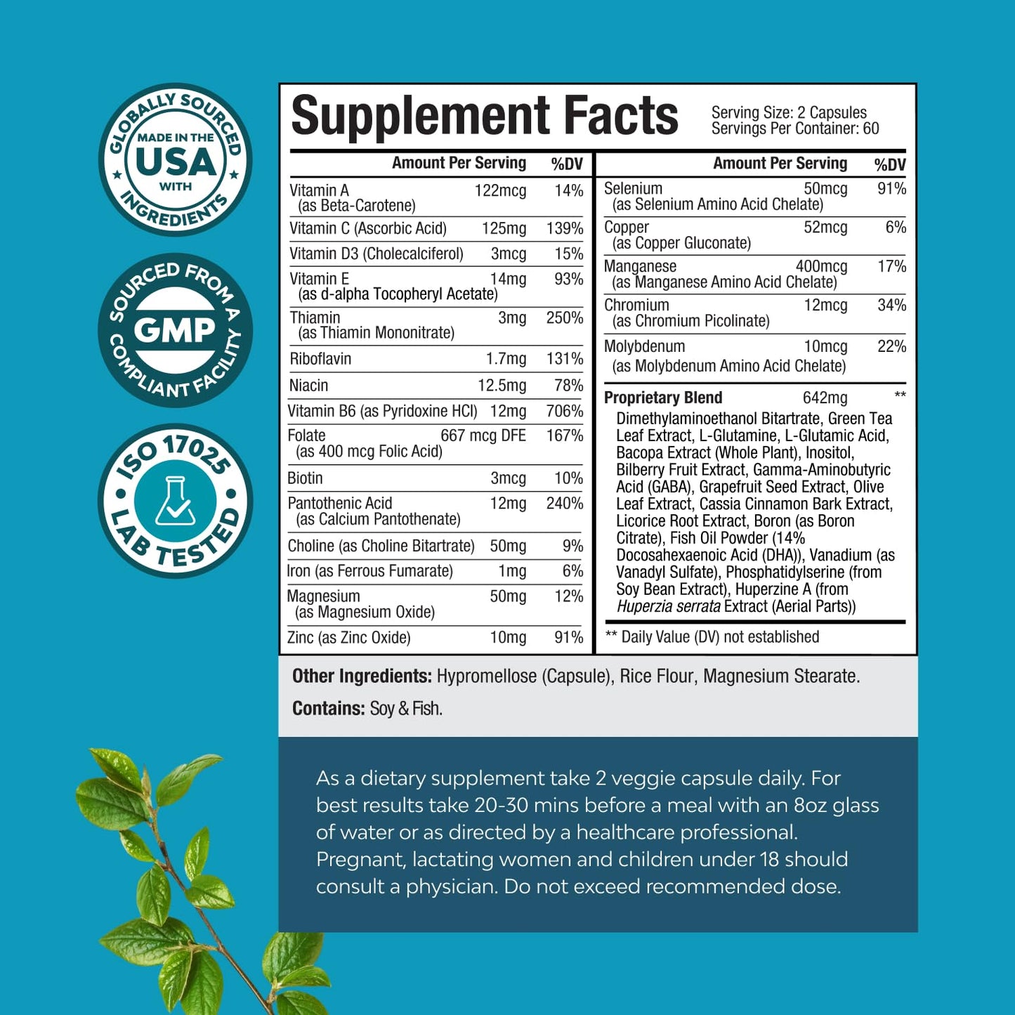 Nootropic Brain Supplement for Memory & Focus (120ct)