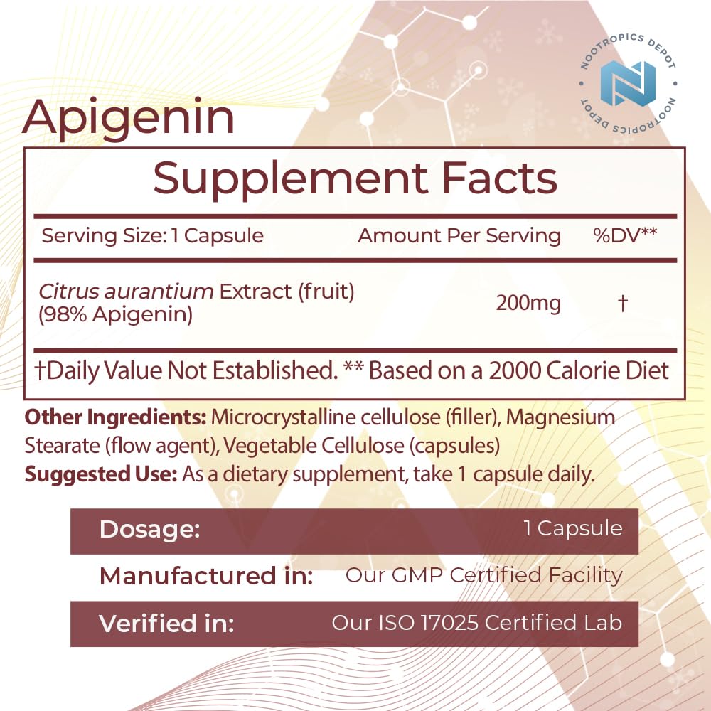 Nootropics Depot Apigenin Capsules 200mg | 30 Count
