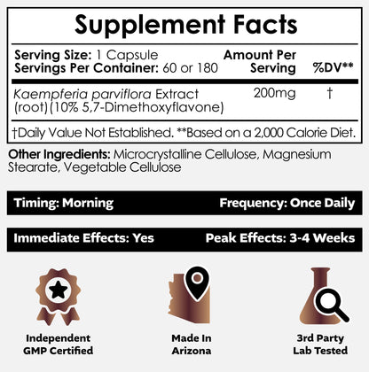 Black Ginger Extract Capsules – 10% 5,7-Dimethoxyflavone | Nootropics Depot | 60 Count