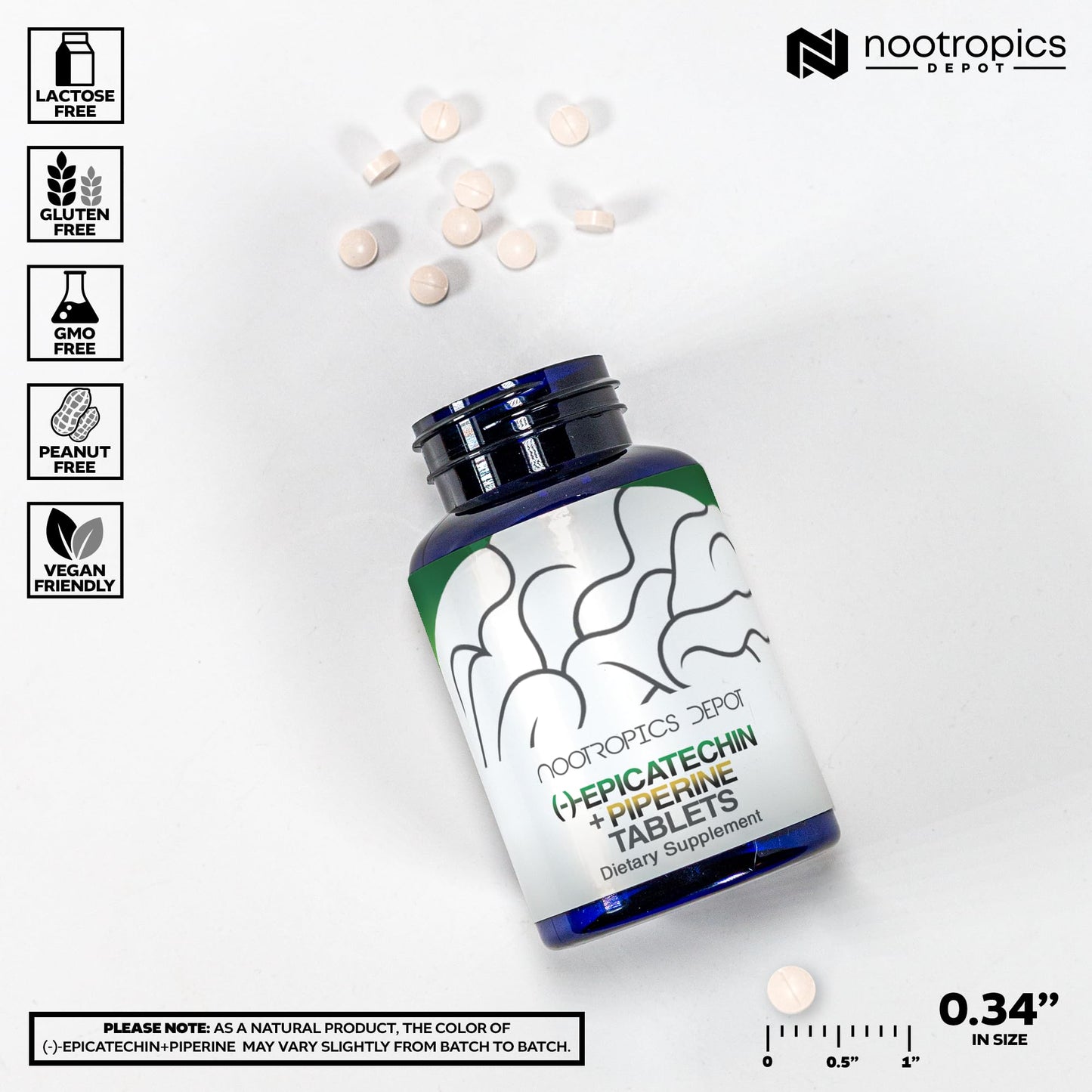 Epicatechin Tablets 200mg with Piperine – Nootropics Depot | Green Tea Extract | 30 Count
