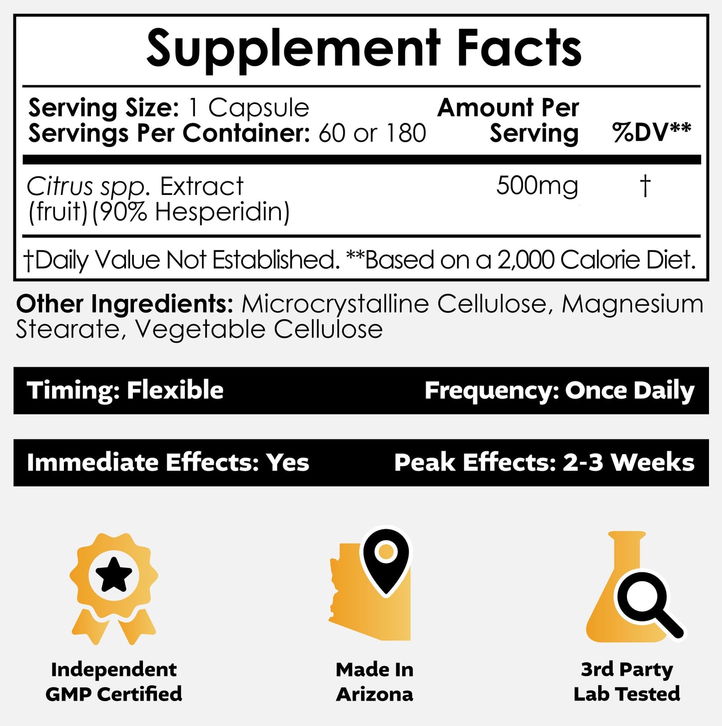 Nootropics Depot Hesperidin Capsules 500mg – 180 Count | 90% Citrus Extract | Supports Metabolic Function & Cardiovascular Health