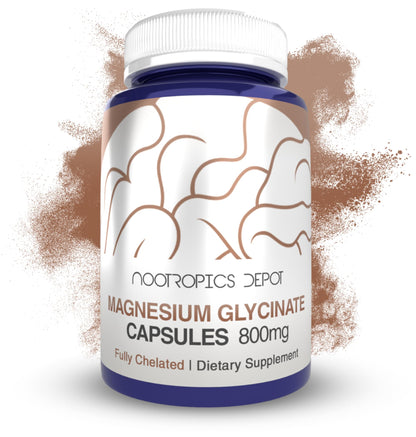 Nootropics Depot Magnesium Glycinate Capsules | 180 Count | Mineral Supplement | Magnesium Supplement | Supports Heart, Muscle, Nerve, and Bone Health
