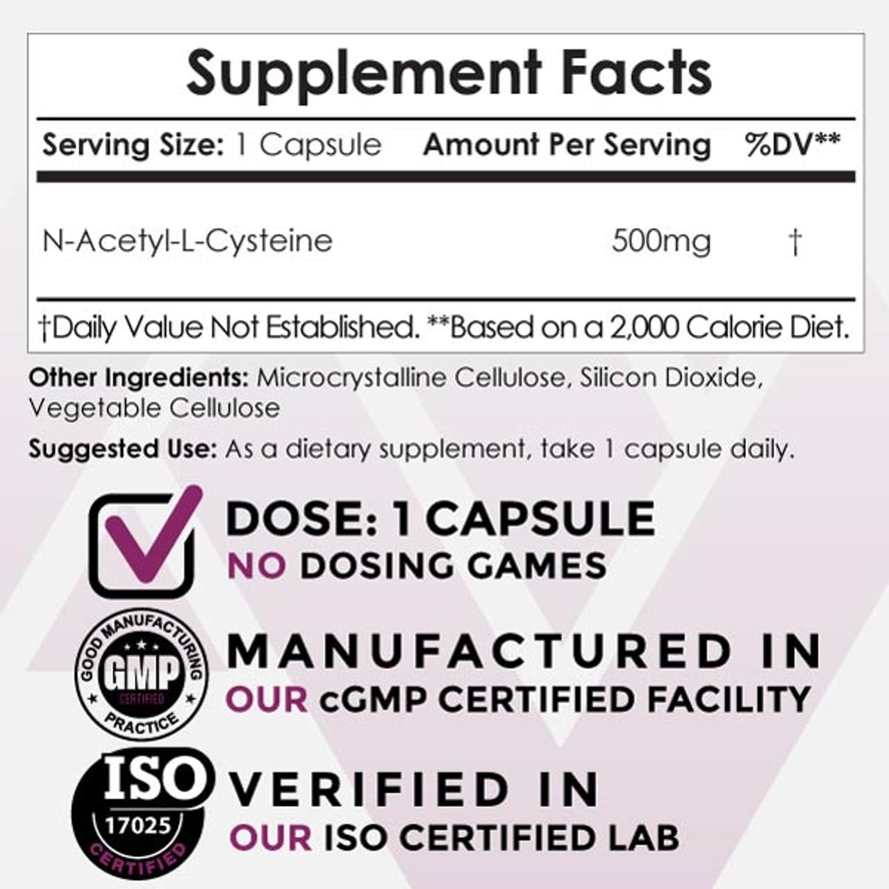Nootropics Depot NAC 500mg N-Acetyl L-Cysteine Capsules | 60 Count | Liver Support & Glutathione