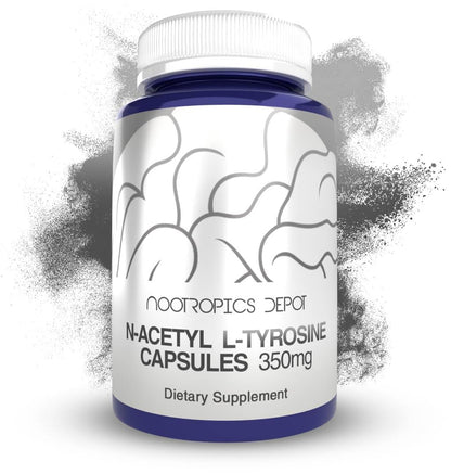 N-Acetyl L-Tyrosine (NALT) Capsules 350mg – 120 Count | Amino Acid Supplement | Nootropics Depot