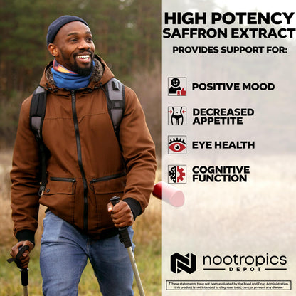 Nootropics Depot High Potency Saffron Extract Capsules | 30mg | Minimum 7.5% Crocins and 1% Safranals | Crocus sativus | 60 ct