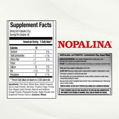 Nopalina Flax Seed Capsules 240 Capsules – Digestive Health & Fiber Support