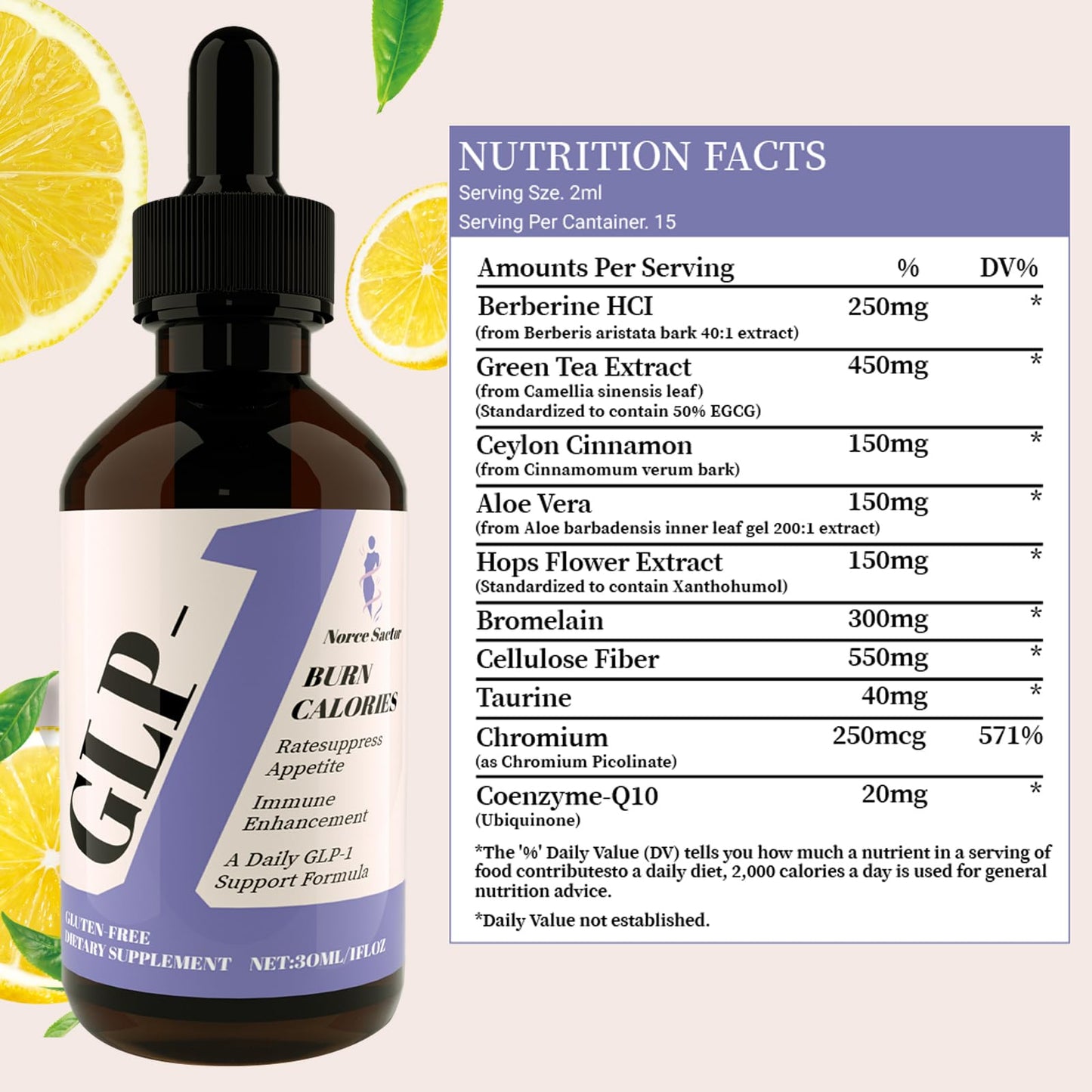Norce Sactor GLP-1 Drops – Natural Liquid Supplement for Women & Men | Digestive & Gut Health