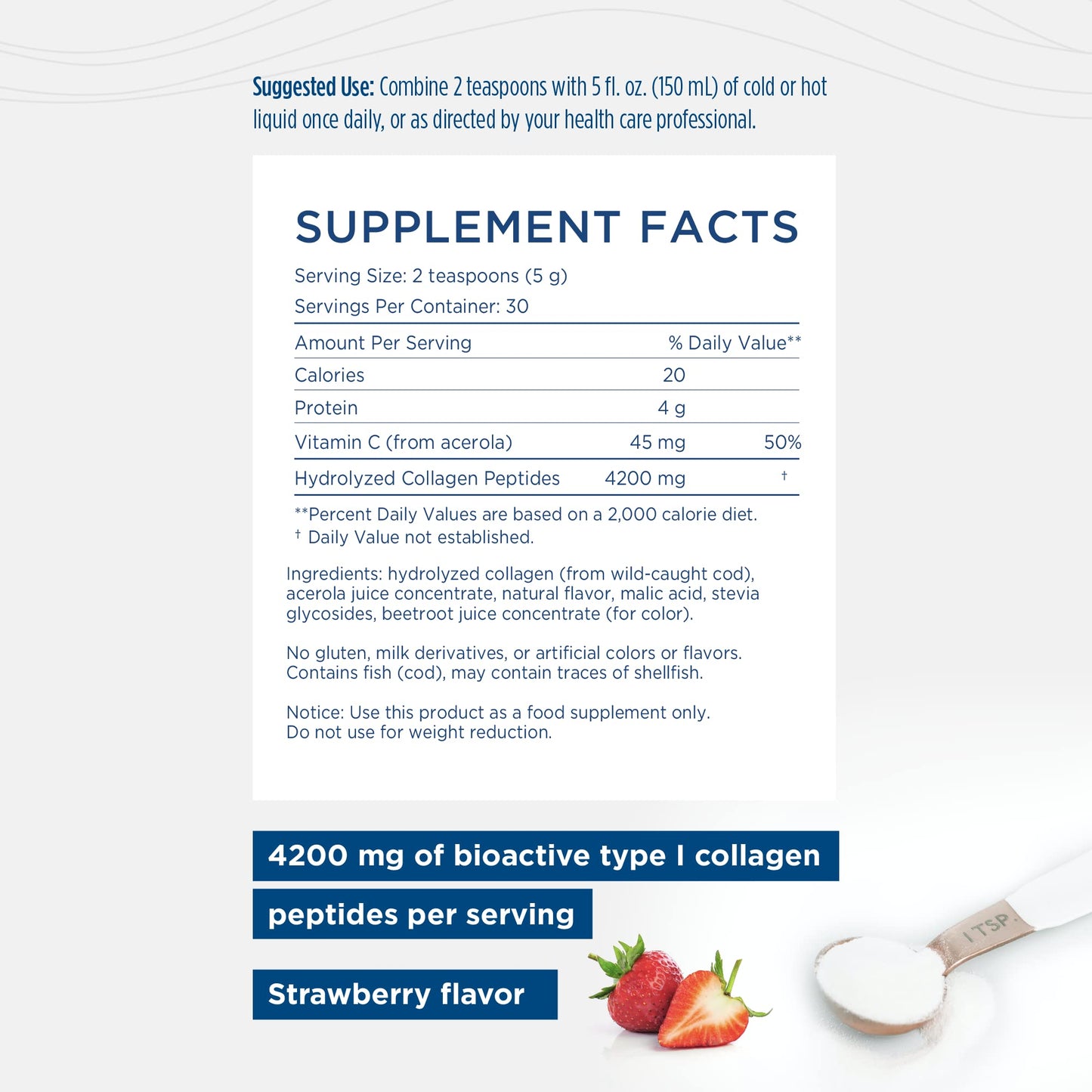 Nordic Beauty Marine Collagen Powder Strawberry – 5.29 oz | Nordic Naturals