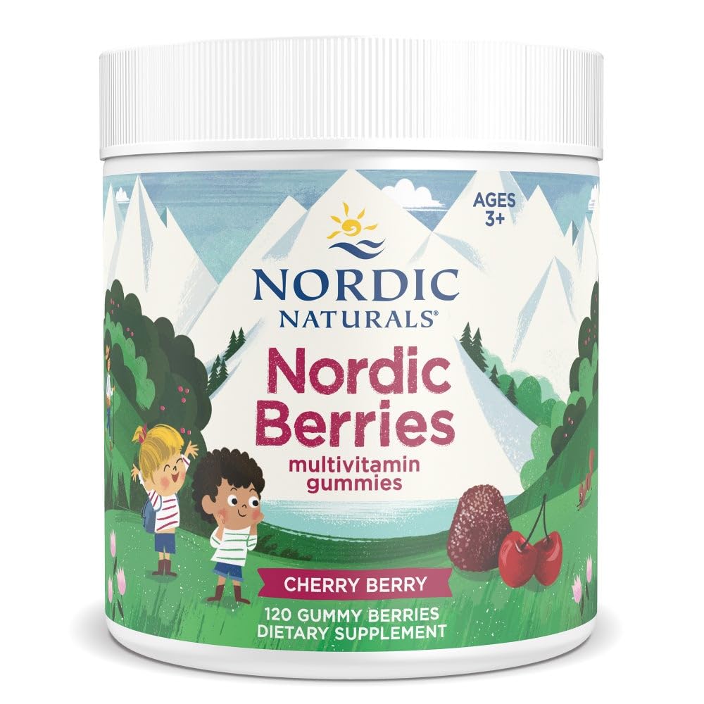 Nordic Berries Cherry Berry Gummies for Kids – 120 Gummies | Ages 2+ | Non-GMO, Vegetarian | 30 Servings