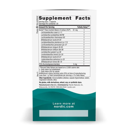 Nordic Flora Probiotic Comfort – 30 Capsules, 13 Strains, 15B Cultures | Vegan & Non-GMO