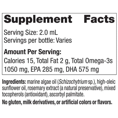 Nordic Naturals Baby’s DHA Vegetarian - Unflavored 1050 mg Plant-Based Omega-3 (1 oz)