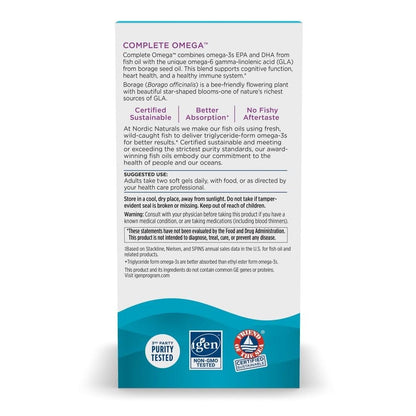 Nordic Naturals Complete Omega Lemon Flavor - 120 Soft Gels | EPA & DHA + GLA