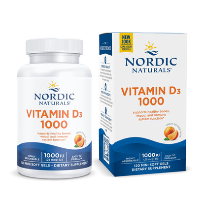 Nordic Naturals Vitamin D3 1000 Orange – 120 Mini Soft Gels | 1000 IU D3 for Bone, Mood & Immune Support