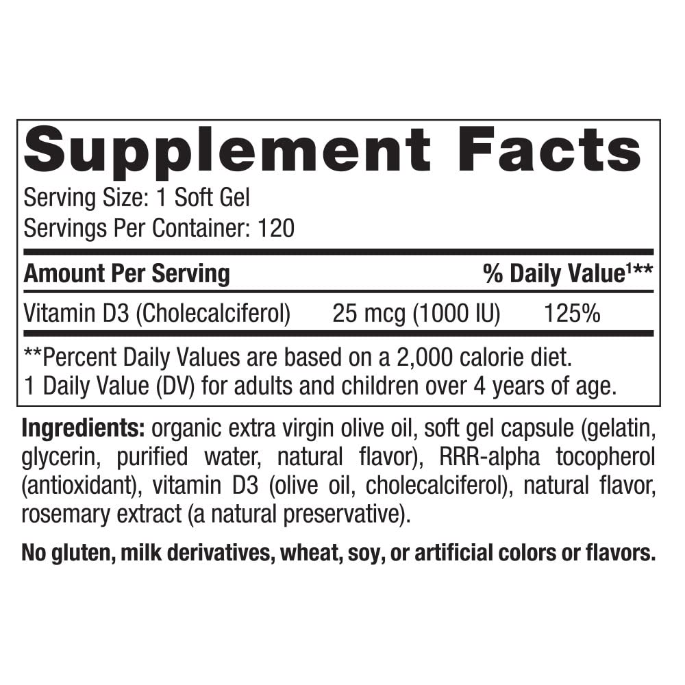 Nordic Naturals Vitamin D3 1000 Orange – 120 Mini Soft Gels | 1000 IU D3 for Bone, Mood & Immune Support