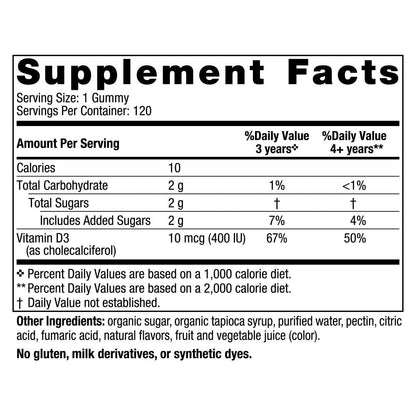 Nordic Naturals Vitamin D3 Gummies Kids – Wild Watermelon Splash (400 IU) – 120 Gummies