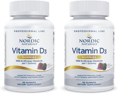 Nordic Naturals Vitamin D3 Gummies Wild Berry – 1000 IU, 2-Pack, Non-GMO