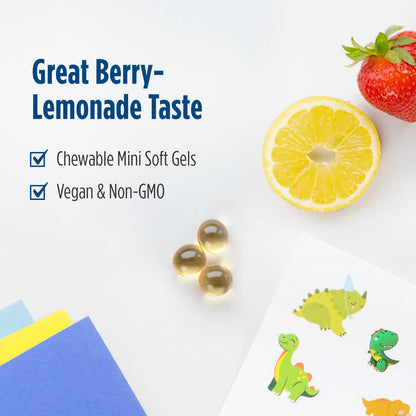 Nordic Naturals Children's DHA Vegetarian – Berry Lemonade Mini Chewables (Ages 3+) 120 Soft Gels