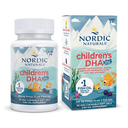 Nordic Naturals Children's DHA Xtra Berry Punch – 90 Mini Gels, 636 mg Omega-3s for Kids | Non-GMO, 30 Servings