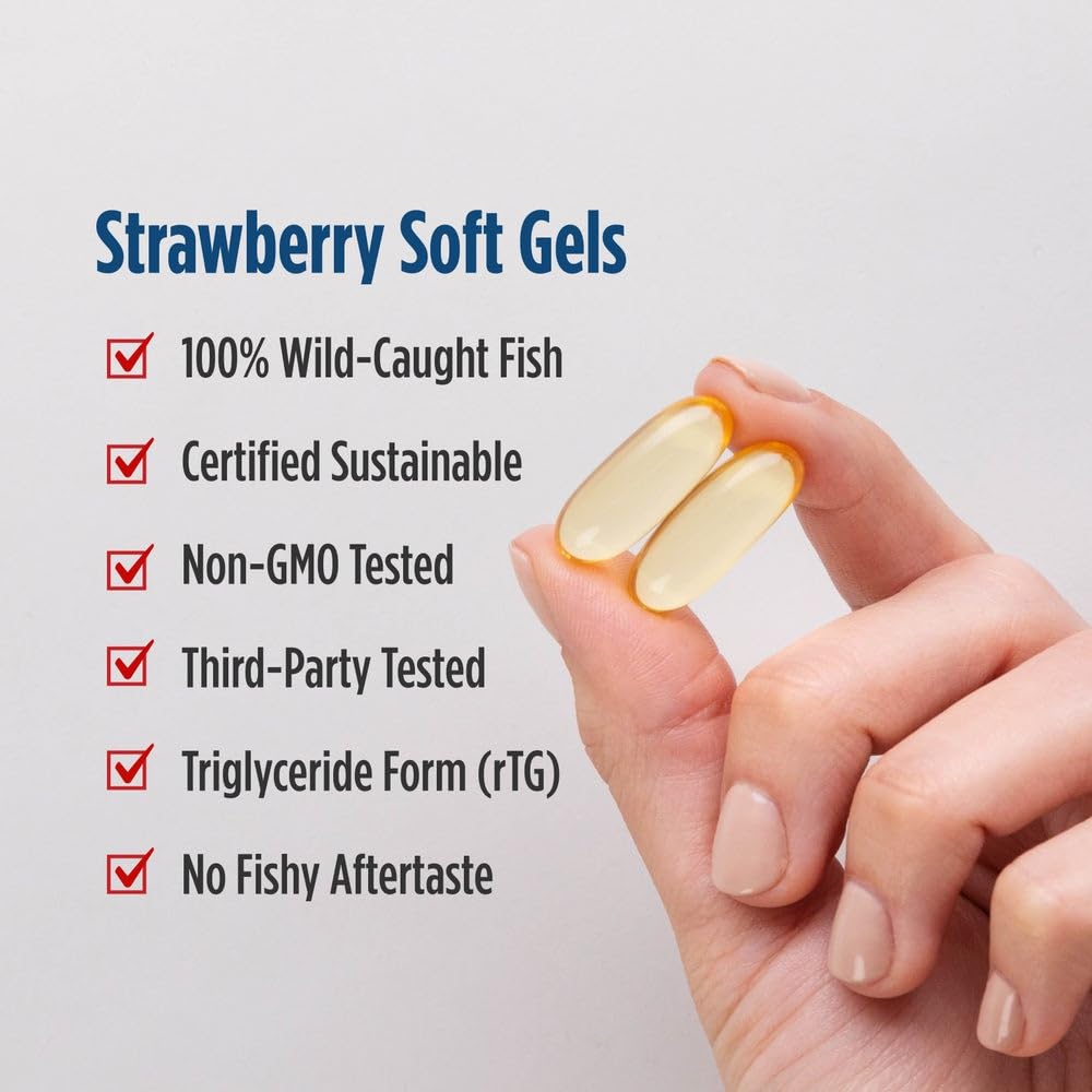 Nordic Naturals DHA Xtra Strawberry – 90 Soft Gels | 1660 mg Omega-3 | High-Intensity DHA for Brain & Nervous System