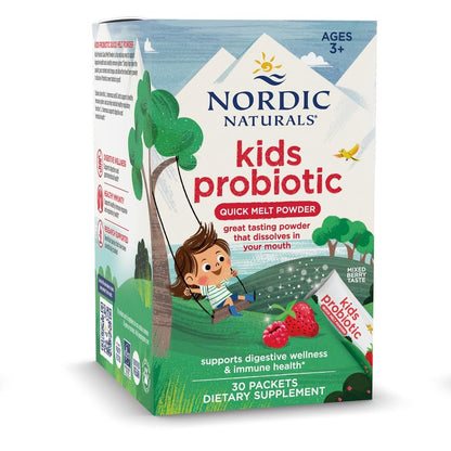 Nordic Naturals Kids Probiotic Quick Melt Powder – Mixed Berry (30 Packets, 3B CFU)