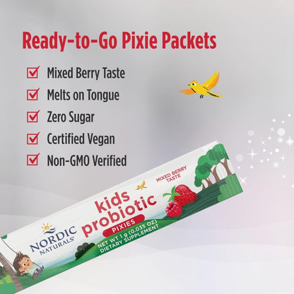 Nordic Naturals Kids Probiotic Quick Melt Powder – Mixed Berry (30 Packets, 3B CFU)