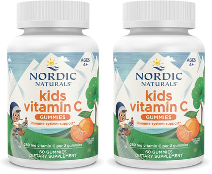 Nordic Naturals Kids Vitamin C Gummies – Tangy Tangerine (2-Pack) – Vegan Vitamin C