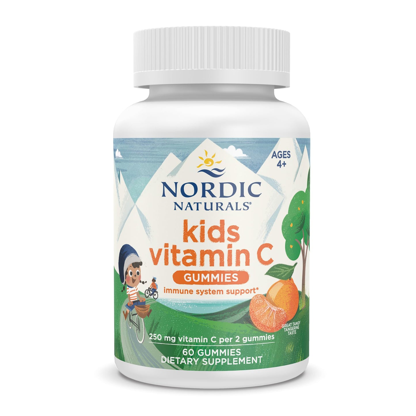 Nordic Naturals Kids Vitamin C Gummies - Tangy Tangerine, 60 Gummies | Vegan Vitamin C for Kids