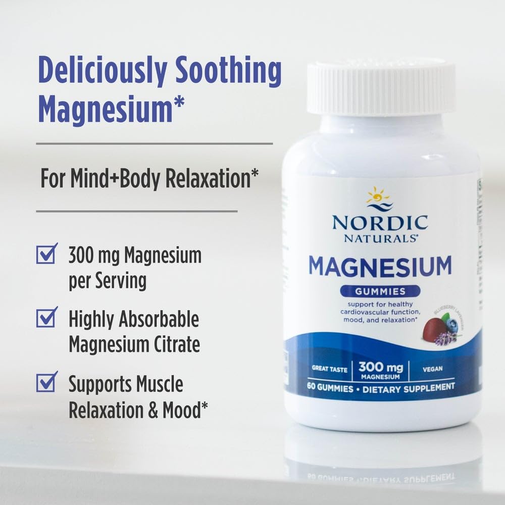 Nordic Naturals Magnesium Gummies for Adults – Blueberry Lavender, 60 Gummies