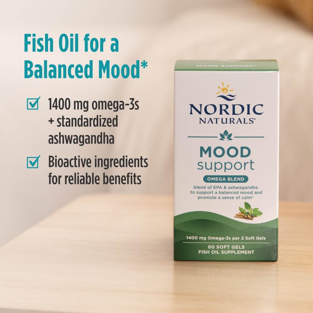 Nordic Naturals Mood Support Omega Blend - Unflavored - 60 Soft Gels (30 Servings) | 1400 mg Omega-3 with EPA & DHA | Non-GMO