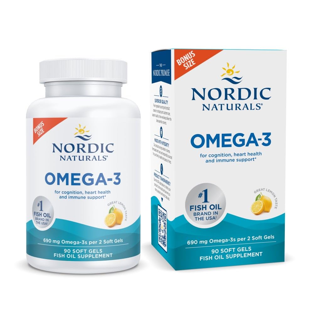Nordic Naturals Omega-3 Lemon Flavor - 90 Soft Gels, 690 mg EPA & DHA