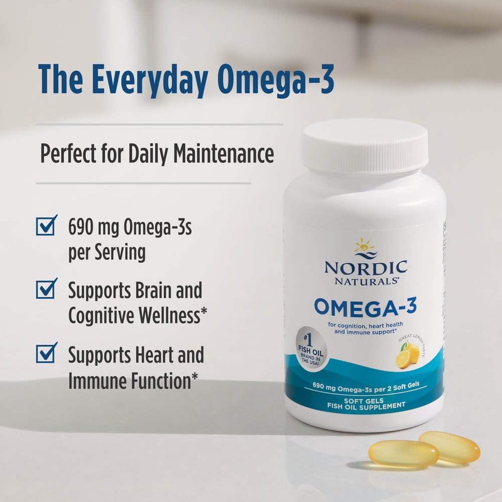 Nordic Naturals Omega-3 Lemon Flavor - 90 Soft Gels, 690 mg EPA & DHA