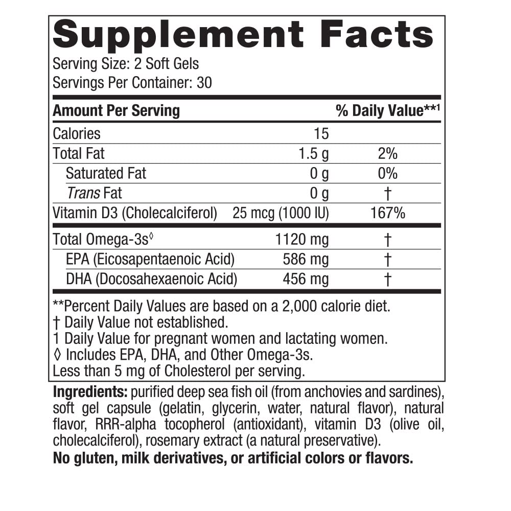 Nordic Naturals Postnatal Omega-3 Lemon - 60 Soft Gels | 1120 Total Omega-3 + 1000 IU Vitamin D3