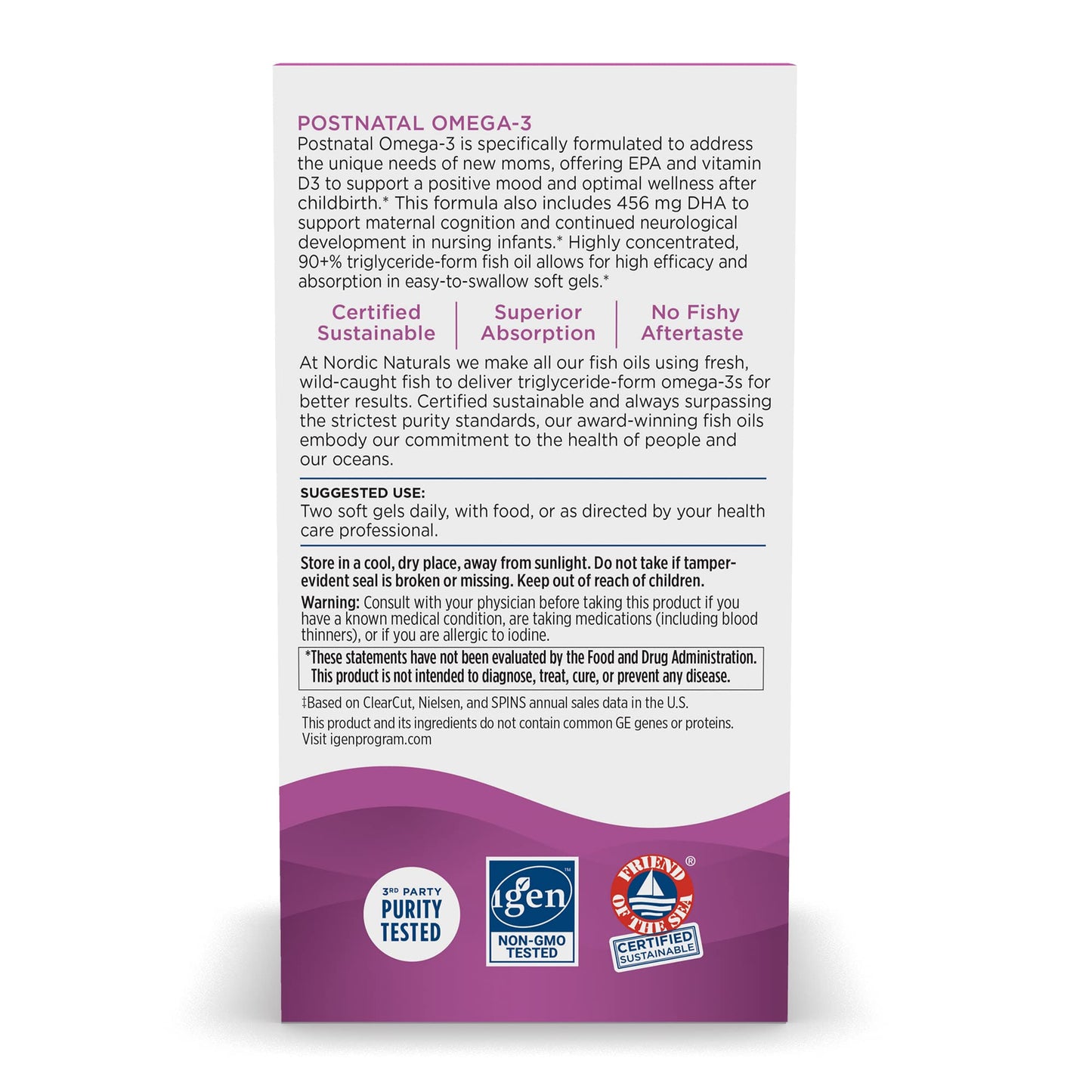 Nordic Naturals Postnatal Omega-3 Lemon - 60 Soft Gels | 1120 Total Omega-3 + 1000 IU Vitamin D3