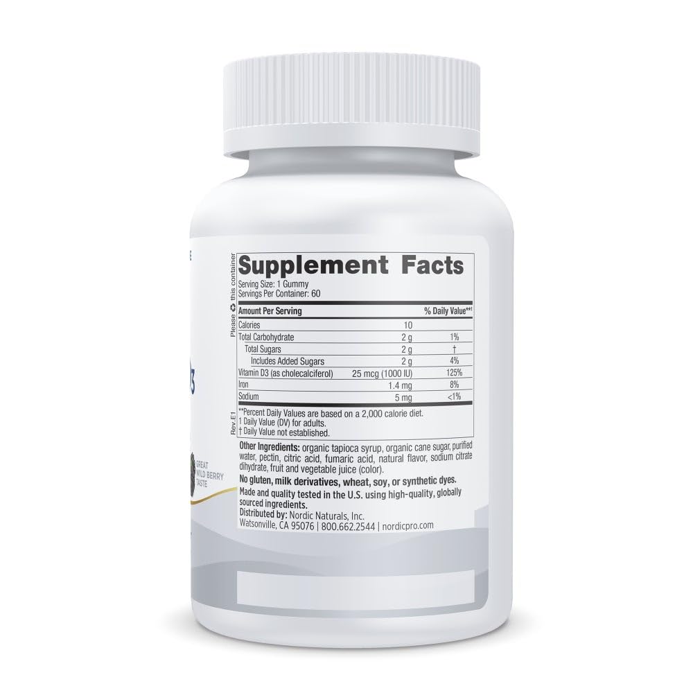 Nordic Naturals Pro Vitamin D3 Gummies - Wild Berry, 1000 IU (60 Gummies)