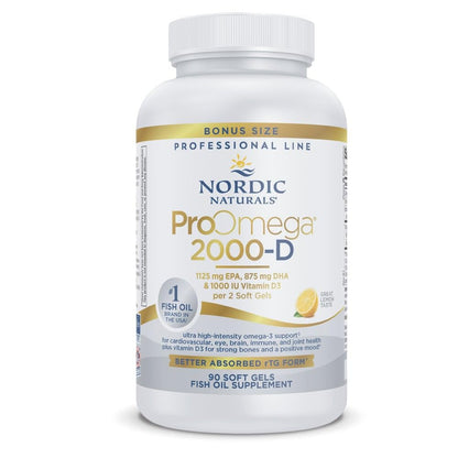 Nordic Naturals ProOmega 2000-D Lemon - 90 Soft Gels, 2150 mg Omega-3 + 1000 IU Vitamin D3