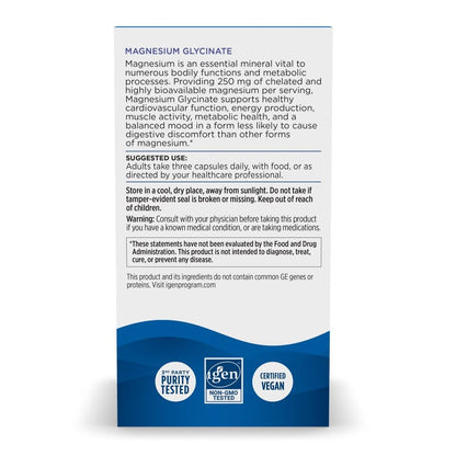 Nordic Naturals Vegetarian Magnesium Glycinate Capsules – 90 Count, 250 mg per Serving | Non-GMO, Unflavored