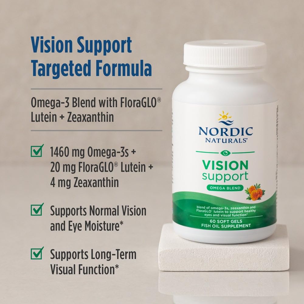 Nordic Naturals Vision Support Lemon - 60 Soft Gels with Zeaxanthin & FloraGLO Lutein for Healthy Eyes