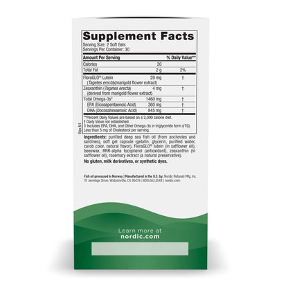 Nordic Naturals Vision Support Lemon - 60 Soft Gels with Zeaxanthin & FloraGLO Lutein for Healthy Eyes