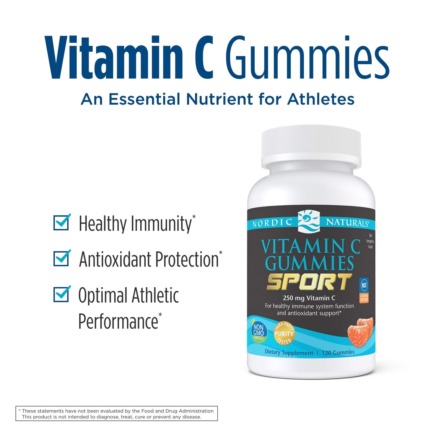 Nordic Naturals Vitamin C Gummies Sport – Tart Tangerine, 120 Gummies