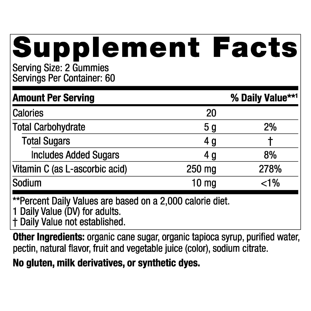 Nordic Naturals Vitamin C Gummies Tart Tangerine - 120 Gummies - 250 mg Vitamin C