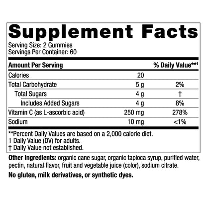 Nordic Naturals Vitamin C Gummies Tart Tangerine - 120 Gummies - 250 mg Vitamin C