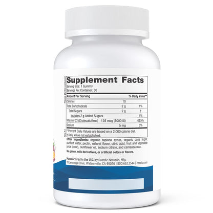 Nordic Naturals Vitamin D3 5000 Gummies - Passion Fruit, 30 Gummies, Pack of 2 | Vegetarian & Non-GMO