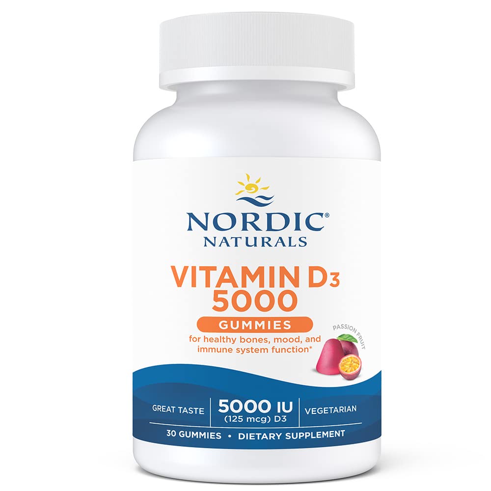 Nordic Naturals Vitamin D3 5000 Gummies – Passion Fruit (30 Servings) | Vegetarian & Non-GMO